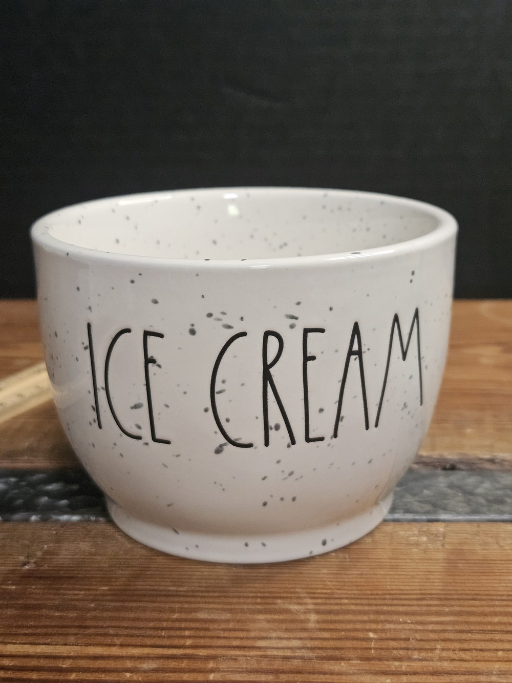 Rae Dunn White Speckled 'ICE CREAM' Ceramic Bowl
